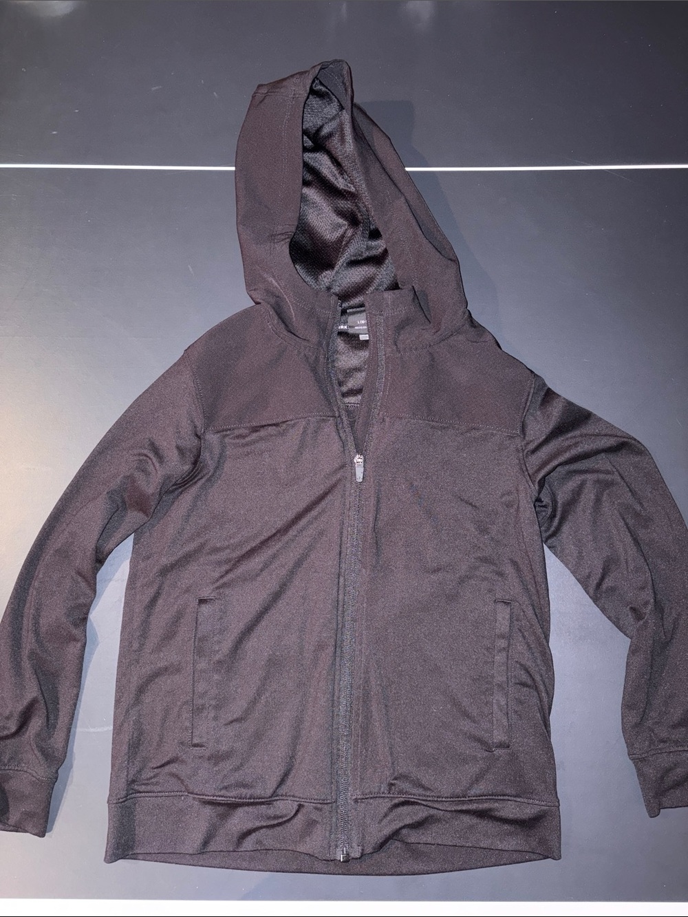 Boys Youth Black Hooded Zip Jacket
